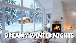 Cozy Winter Coffee Shop Jazz ❄️ Fireplace Ambience for Productivity & Focus