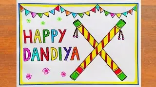 Navratri Special Drawing Easy Steps / Navratri Dandiya Drawing Easy Steps / Dandiya Drawing Easy