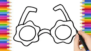 How To Draw cute GLASSES Drawing, Painting & Coloring For Kids and Toddlers_ Child Art 🐋🌈🎨