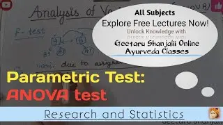 Parametric test | ANOVA | Analysis of Variance Test | Research & Statistics | UG PG Entrance Ayurved
