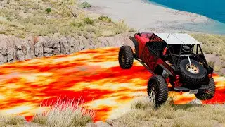 Cars vs Giant Lava Crater - BeamNG.drive (Giant Pit and Deep Water )