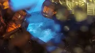 Storm. Work on the fishing deck in the Barents sea.