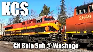 CN Rail Bala Subdivision @ Washago. CN 2620 / CN 2649 / KCS 4860. March 21, 2022