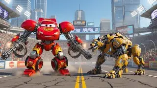 McQueen Leads a Thunder Valley Rescue Against the Megatron Warrior Robot Dog!