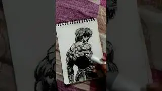 Baki hanma drawing full body with charcoal and electric eraser#shorts