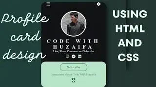 How to create Profile Card Using HTML CSS|Card Design html css | css project|Free Source Code