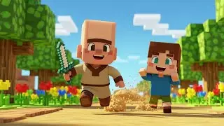 Minecraft Tiny Villager Dropped His Sword AV1 | Nursery Rhymes for Kids & Kids Songs