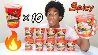 10 Korean Spicy Noodle Cups Challenge