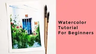 Watercolor Painting for Beginners || Beautiful Flower and Window