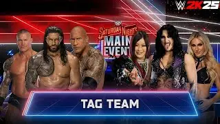 Roman Reigns, Randy Orton & The Rock vs Rhea Ripley Iyo Sky Charlotte Flair | WWE 2K25 4K
