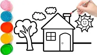 Cute house 🏠 drawing and colouring for kids and toddlers || easy Peppa pig drawing