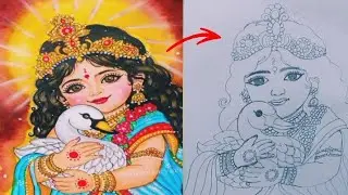 Saraswati Maa Drawing, Vasant Panchami special Drawing #simplyindianart#