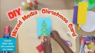 DIY Mixed Media Christmas Card Project | Foil + Paint + Magazine Art!