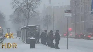 Heavy Snowstorm Walk in Sweden, Stockholm | Valhallavägen  -17 °C