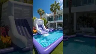 Giant Inflatable Pool with Built-In Design 😲 | Amazing Big Pool Setup