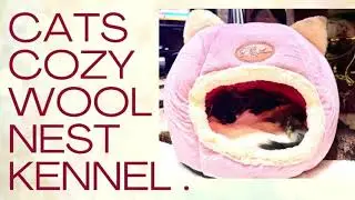 cat,dog warm house cave igloo bed for indoor,cats cozy wool nest kennel.