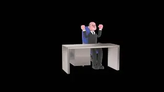 3D Cartoon Judge Turntable | Angry Courtroom Outburst Pose