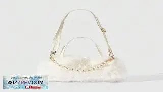 Aloruh White Plush Women Handbag Fashion Pearl Hand Bag Fuzzy Furry Shoulder