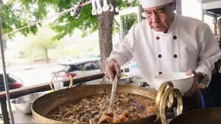 Grandpa Master Chef Making Chinese-Style Braised Beef At Bangkok Street Food Thailand
