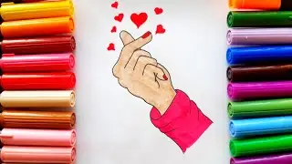 Drawing finger heart Korean / easy drawing / how to draw finger heart / drawing tutorial