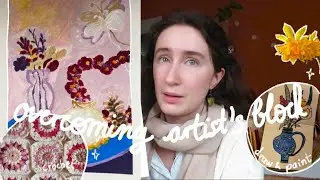 gouache paint with me, tiny sketchbook & crochet blanket | ARTIST VLOG