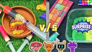 Slime Challenge | Glitter Slime V/S Squishy Slime Bathtub Mixing with Injection