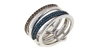 .74ctw Champagne and Blue Diamond 4piece Stackable Band ...