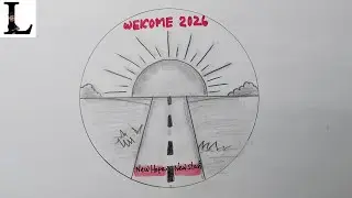 New Year 2026 Pencil Drawing | Easy Road & Sunrise Sketch | Simple Drawing Tutorial for Beginners