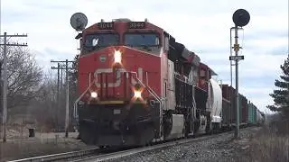 Pair of Tier 4 Gevos Lead Manifest Train CN 407 thru Memramcook, NB at Track Speed