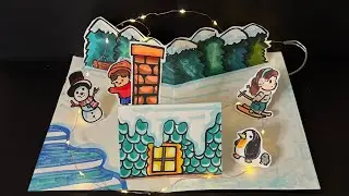 How to Draw Winter Season Scenery | How To Make 3D Pop Up Card | DIY Christmas pop up Card