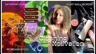 *satisfying* DEEP CLEAN🧼*bathroom clean, plant shelf reorg, shower, bed & floor* CLEANING MOTIVATION