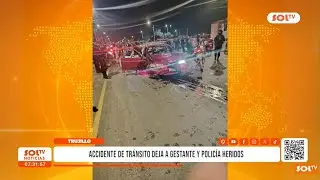 Trujillo: accidente de tránsito deja a gestante y policía heridos