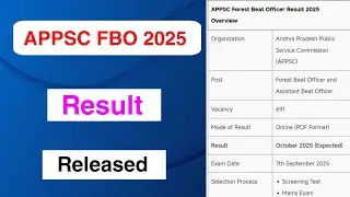 APPSC FBO 2025 Result Released | APPSC FBO 2025 Result Out | MDE