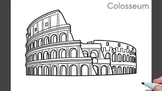How to draw the COLOSSEUM step by step / drawing Rome colosseum / draw amphitheater