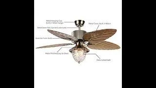 Tropicalfan Tropical Ceiling Fan Reversible With 5 Palm Leaf Blades Remote Control Yellow 52 Inch