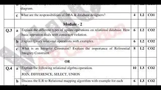 💥 DBMS 4th SEM MODEL QUESTION PAPER #vtu #dbms