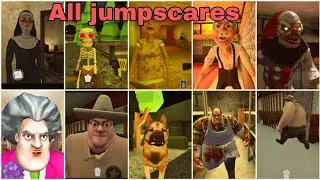 All jumpscares । death park 2 evil nun 2 barbie granny scary teacher 3d granny and grandpa and dog