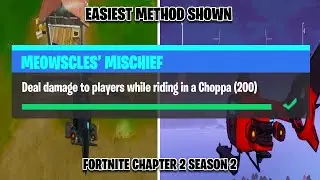 Deal damage to players while riding in a Choppa - Meowscles Mischief Challenges Fortnite