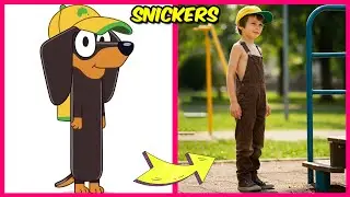 🐶💙BLUEY CHARACTERS AS HUMANS + Guess By Their Emoji Quiz & Their Favorite Snacks & More! | Snickers