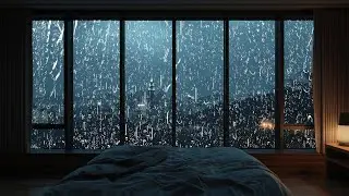 Heavy Rain Sound on Window with Thunderstorm | Deep Sleep, Focus & Relaxation