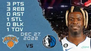 Reggie Bullock NBA Player Highlights 27-12-2022 MAVERICKS vs KNICKS REGULAR SEASON