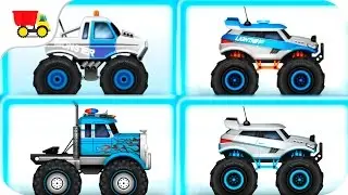 Cars and Trucks for Children Snow Racing : Police Car, Monster Truck - Kids Car Games
