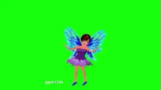 Royalty FREE    Cute Fairy appear and disappear in green screen