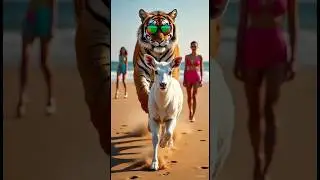 🐅🌅 &ldquo;Tiger Chase on the Beach | Ultra-Realistic 4K Scene&rdquo; 🇺🇸🇬🇧