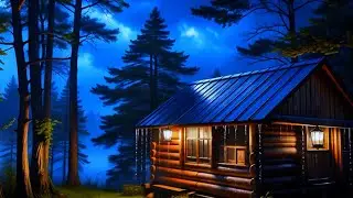 Heavy Rain Outside a Warm Wooden Cabin | Sleep, Relax, Study