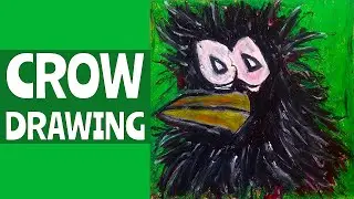 CROW DRAWING |  Drawing Diary | Cartoon | Sketchbook Ideas | Oil Pastels | Painting Tutorial