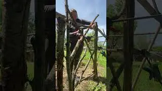 Fabrication d'un portillon avec du bois brut de la for&ecirc;t ASMR