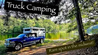 Truck Camping off grid solo overnight at a rare Wisconsin find!