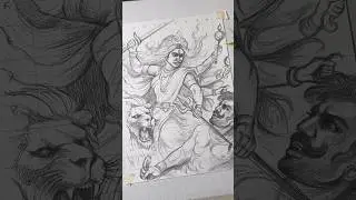 Maa Durga Drawing, #shorts #art #durga #drawing