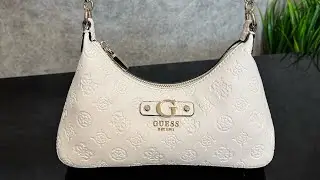 Распаковка сумки GUESS Getry Top-Zip Shoulder Bag (off-white)